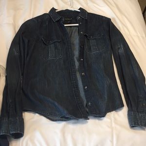 Blue jean button up shirt